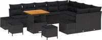 vidaXL Tuinbank Set 12-delig Zwart Polyrattan