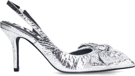 Sacha - Dames - Zilveren metallic slingback pumps met strik - Maat 39