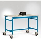 Manuflex LB4033.5012 ESD ESD-bijzettafel basismobiel met rubberlijm tafelblad in licht blauw RAL 5012, bxdxh: 1250 x 600 x 850 mm Lichtblauw (RAL 5012)