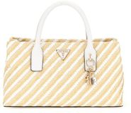 GUESS Simona Satchel Bag Natural / White