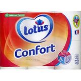 LOTUS Confort Papier Toilette Blanc 2 Épaisseurs (Paquet de 12 Rouleaux, 200 Feuilles)