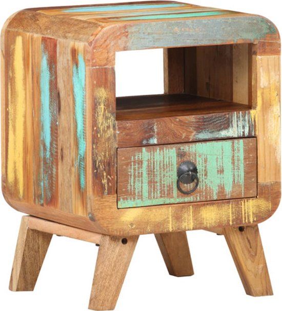vidaXL Nachtkastje 30x30x41 cm massief gerecycled hout