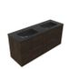 Saniclass Hout Frame Badkamermeubelset - 140x45x62cm - Vygo keramische wastafel zwart - 2 wasbakken - 2 kraangaten - 4 lades - mat eiken charcoal (hout) SW1578615/SW773922