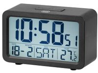 Trevi SLD 3P60 Digitale klok met groot display met achtergrondverlichting en thermometer, programmeerbare wekker, sluimerfunctie en timerfunctie, zwart