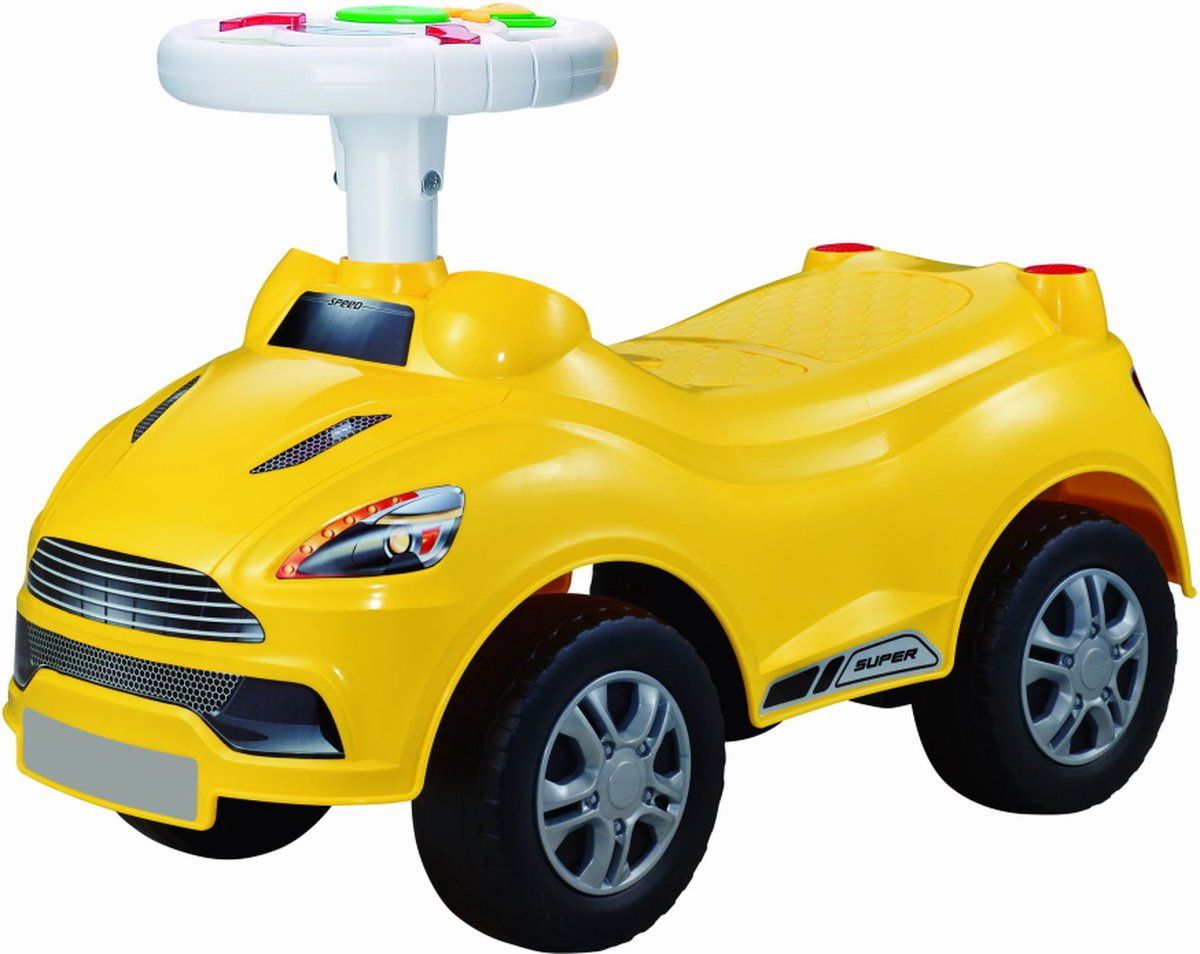 Eco Toys Sports Loopauto met Muziek - Geel