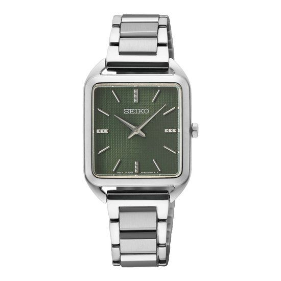 Seiko SWR075P1 Dames Horloge - Zilverkleurig - Groene Wijzerplaat