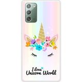 Unicorn World Bedrukt siliconen hoesje compatibel met Galaxy Note 20