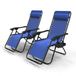 vounot Set van 2 ligstoelen met afneembare bekerhouder, tuinstoel, opvouwbaar, van textiel, ligstoel met afneembare hoofdbekleding, maximale belasting 120 kg, blauw