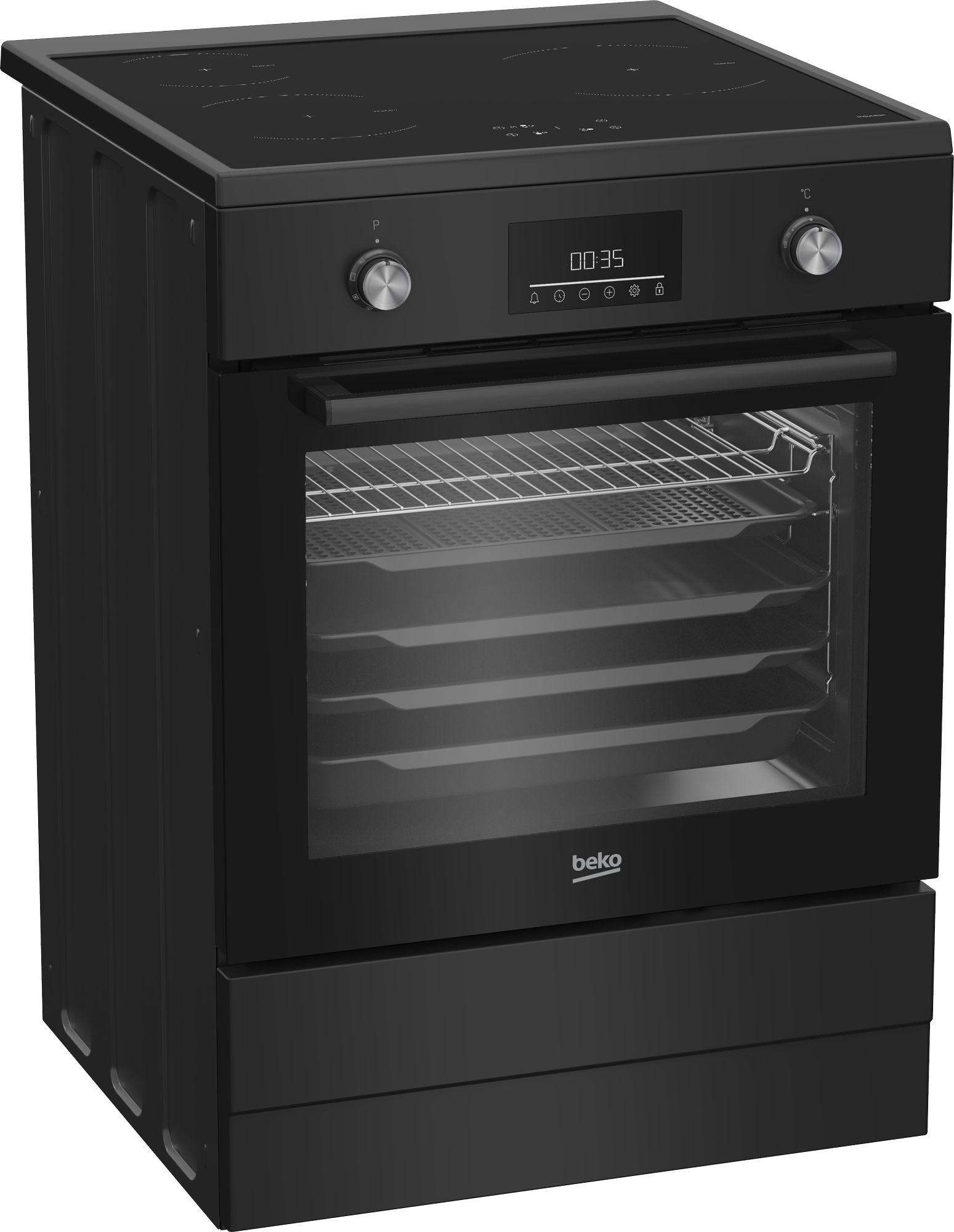Beko FBMA6930GA Vrijstaand fornuis Electrisch Inductiekookplaat zones Zwart