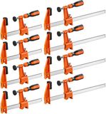 VEVOR Schroefklemmen, 8-Pack, 15,24 cm & 30,48 cm F-Klemmen, 272 Kg Klemkracht, met Kunststof Pad & Zelfvergrendelingsmechanisme, Smeedbaar Gietijzer & Koolstofstaal, voor Hout- en Metaalbewerking
