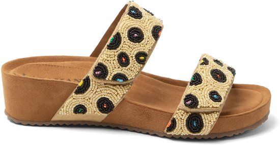 Lazamani Ellie Dames Slippers Leer Beige - Maat 38