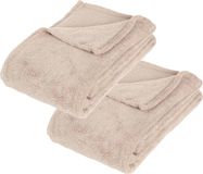 Atmosphera Fleece deken of plaid harig - 2x - beige - 130 x 180 cm - polyester