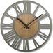FLEXISTYLE Wandklok groot Adulto 50cm diameter LOFT Retro gemaakt van eikenhout zonder tikkend geluid woonkamer (grijs/eiken)