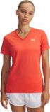 Under Armour Tech SSV- Solid-Rood Dames Sportshirt - Venom Rood - Wit