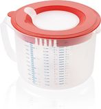 Leifheit 3-in-1 maatbeker 2,2 l roerbeker met spatbescherming en afsluitdeksel voor het opbergen, met verstelbare schenktuit, rubberen bodem, vaatwasmachinebestendig, ideaal voor bakken en koken