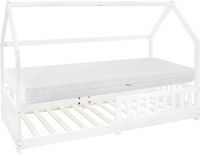 ML-Design Kinderbed Huisbed 90x200 cm Wit Dennen Hout Inclusief Matras