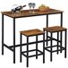 BAKAJI Hoge tafel met 2 krukken, intrekbare stoelen voor eetkamer, woonkamer, keuken, modern industrieel design, frame van zwart metaal, tafelblad en zitting van MDF-hout, met abstract effect, decor