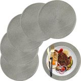 Merkloos Grijze ronde afwasbare hittebestendige placemats - 32 cm