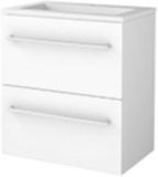 Basic Line Start 39 Badkamermeubelset - Ondiep - 60 x 39 cm - Met Grepen - 2 Lades - Acryl Wastafel - 1 Kraangat - Ice White