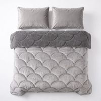 Sleeptime Teddy Velvet 2 in 1 couette sans housse - Lits Jumeaux 240x200 cm - Taupe/Gris