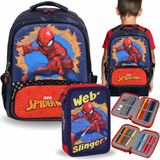 sarcia.eu MARVEL Spider Man SCHOOLSET voor een jongen: verstevigde RUGZAK + ETUI met schoolspullen, SCHOOLKIT