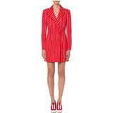 Moschino Robe Manteau En Sergé Rayures Tennis Rouge Taille : 38