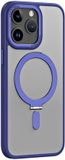 Merkloos Apple iPhone 15 Pro Max Hoesje met MagSafe Kickstand Donker Blauw