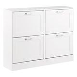 Brigros Wehome Schoenenkast, wit, 4 deuren, entree of badkamer, opbergrek van Lengo Mdf met chromen handgrepen, schoenenrek 105 x 24 x 82 cm