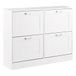 Brigros Wehome Schoenenkast, wit, 4 deuren, entree of badkamer, opbergrek van Lengo Mdf met chromen handgrepen, schoenenrek 105 x 24 x 82 cm