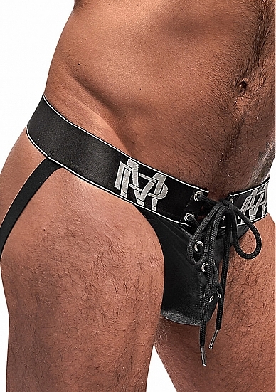 Black Ice Lace Up Jock - Black - S/M S/M