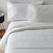 OEM Ensemble de literie brodé, en coton, 150 cm, percale, densité de fil 200, blanc