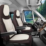 Bremer Sitzbezüge Knaus Premium Camper stoelhoezen voor C10 in Braun/Beige (2 losse stoelen)