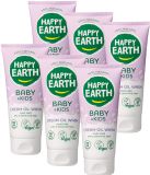 Happy Earth Crème Olie Lavante - Bébé & Enfants - 100% Naturel - Sans Savon - Dès la Naissance - 6 x 200 ml