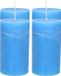 Atmosphera Stompkaars - 4x - helder blauw - 7 x 13 cm - rustiek model - cilinderkaars
