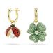 Swarovski Idyllia Oorhangers, Set (3), Lieveheersbeestje, klavertje vier, aardbei, Meerkleurig, Goudkleurige toplaag