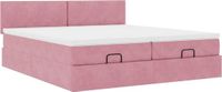 vidaXL Ottomaans bedframe met matras, roze, 200 x 200 cm, fluweel