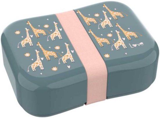 Lunch buddies Broodtrommel Giraffe 18,5 X 13 X 6,5 Cm Donkergrijs