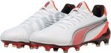 Puma King Ultimate FG/AG Voetbalschoenen Junior Wit/Rood/Zwart Maat 44