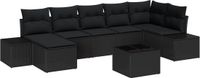 vidaXL Tuinbank Set 7-delig Zwart Polyrattan