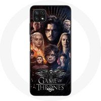 Maniacase Etui voor Samsung Galaxy A22 5G Game of Thrones Seizoen 8 De IJzeren Troon Crew Poster Grijs Adelaar Logo