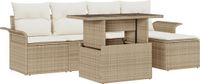 vidaXL Tuinbank Set met kussen 6 pcs Beige poly rattan