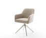 Greg-Flex Chaise pivotante bouclé boue pied croisé large acier inoxydable pivotement sur 360° fonction bascule ressorts ensachés