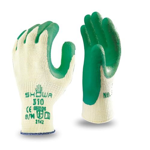 SHOWA 310, latex coating, multifunctioneel, geel met groene coating, 9/L