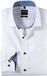 OLYMP Level 5 body fit overhemd - blanc texturé (contraste bleu) - Facile à repasser - Tour de cou : 44 (Taille UE : XL)
