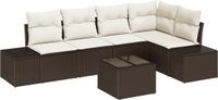 vidaXL Tuinbank Set met Opslag Bruin en Crème Polyrattan
