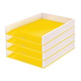 Leitz Set Van 4 A4 Brievenbakken, Wit/Geel, Kunststof, WOW-Assortiment, 53611016