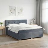 vidaXL Boxspringbed met matras en LED-verlichting, donkergrijs, 160 x 200 cm, fluweel