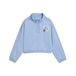 PUMA x DORA THE EXPLORER T7 relaxt sweatshirt met halve rits en ronde hals voor Dames, Blauw, Maat 2-3Y