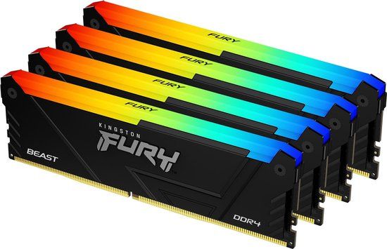 Kingston Technology FURY Beast 128GB 3600MT/s DDR4 CL18 DIMM (Sets van 4) RGB