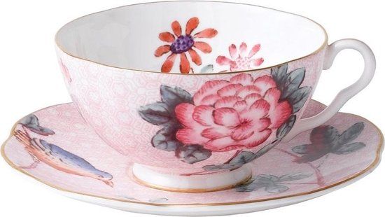 Wedgwood Cuckoo Kop & Schotel - Porselein/roze - 180 ml